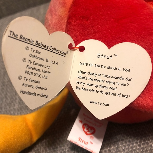 RARE TY Beanie Babies "STRUT" Rooster Retired 1996 - Picture 5 of 7